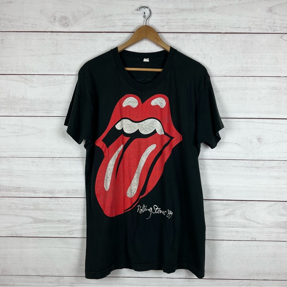Vintage 1989 Rolling Stones Band Tour T Shirt Fits like Large